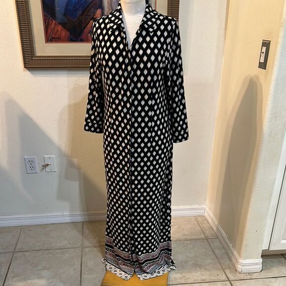 Chico’s Multicolor Patterned Maxi Dress w/ Contrasting Hem Size 1-Medium - Picture 1 of 14